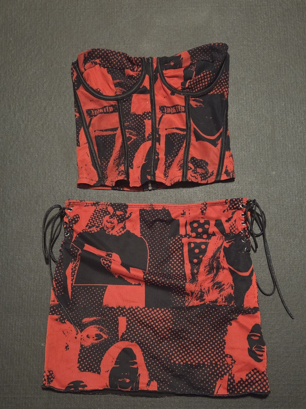 Edikted Red and Black Two-Piece Set